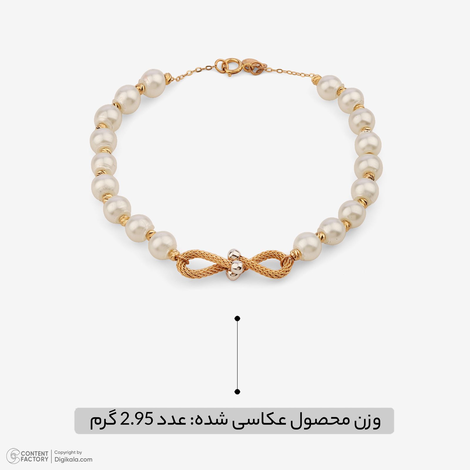 دستبند طلا 18 عیار زنانه با بند مهره‌ای گلدم مدل B445001 -  - 4
