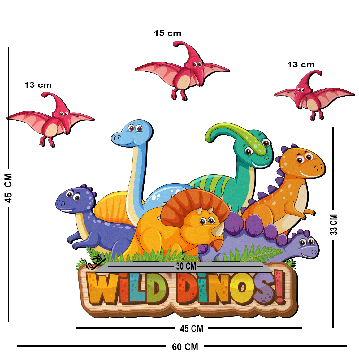 شلف دیواری اتاق کودک باروچین مدل دایناسورها کد sh-42