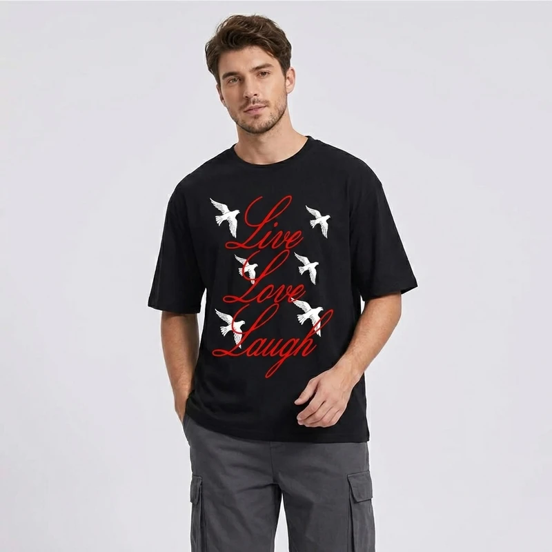 تی شرت مردانه کلاسیک پنبه دورو آستین سه‌ربع مدل red bird