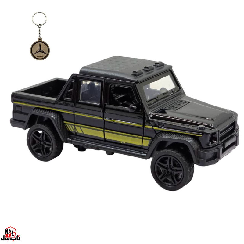 ماکت ماشین فلزی وانت بنز جی کلاس ناب سل مدل MERCEDES BENZ G-CLASS عقبکش، چراغدار و موزیکال با در و صندوق بازشو به‌همراه جاسوییچی