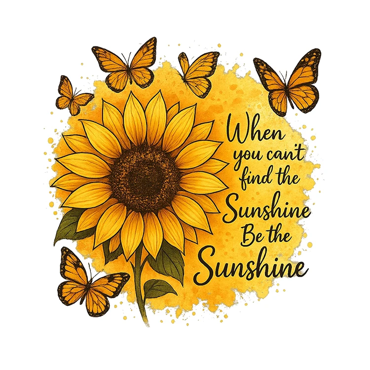 استیکر پارچه و لباس پاد آفرین مدل گل آفتابگردان کد S3640