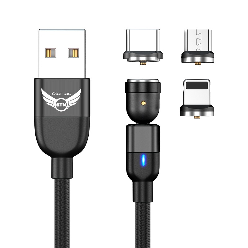 کابل تبدیل USB به microUSB/ لایتنینگ /USB-C استارتک مدل STN طول 1 متر