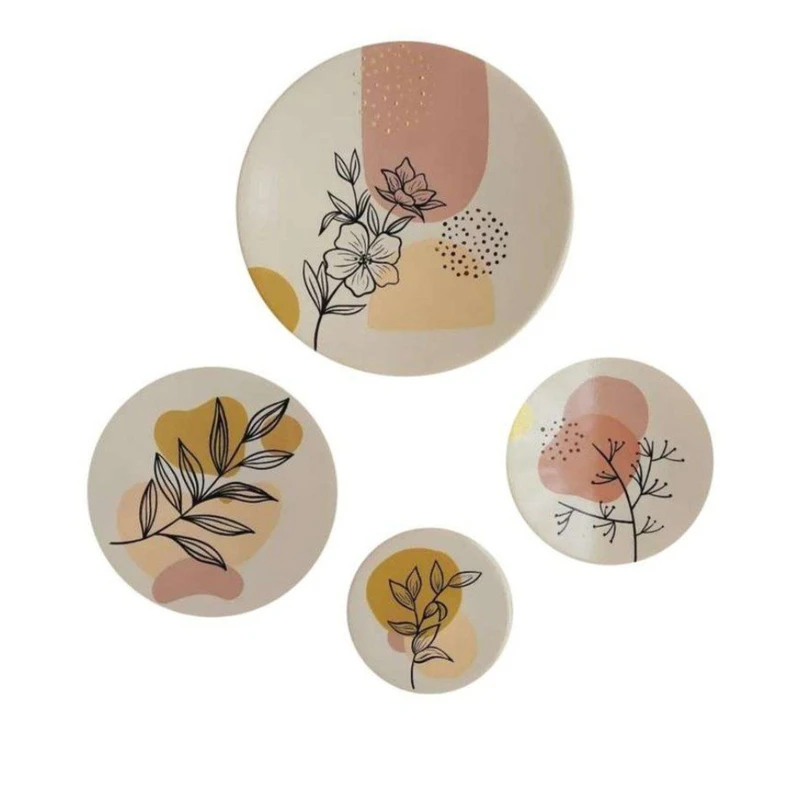 بشقاب دیوارکوب سفالی طرح مدرن کد D239 مجموعه 4 عددی