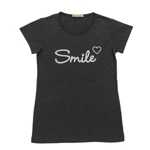 تی شرت آستین کوتاه زنانه باریش مدل smile رنگ مشکی