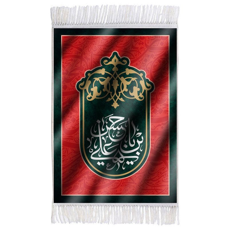 فرش ماشینی دیوارکوب اطلس آبی مدل علمدار کربلا کد T4596