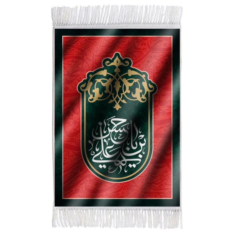 فرش ماشینی دیوارکوب اطلس آبی مدل علمدار کربلا کد T4596