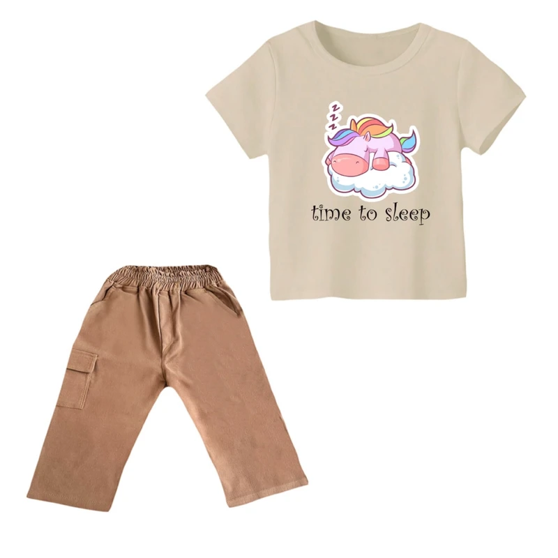 ست تی شرت و شلوارک دخترانه مدل یونیکورن کد ۳