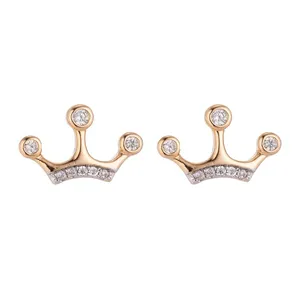 گوشواره طلا 18 عیار زنانه قیراط طرح تاج کد GH2853