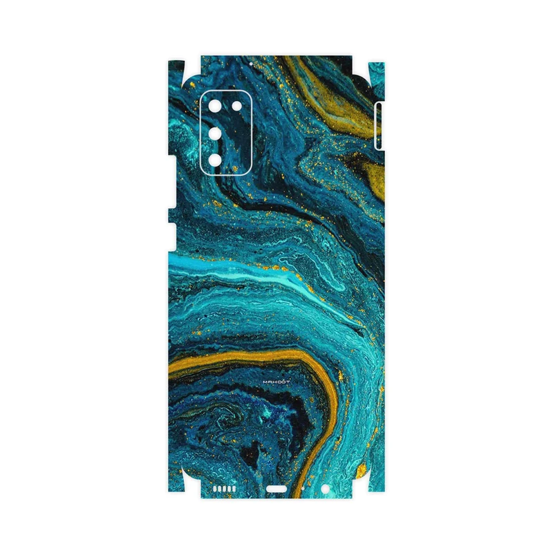 برچسب پوششی ماهوت مدل Turquoise marblewith golden streaks-FullSkin مناسب برای گوشی موبایل سامسونگ Galaxy M02s