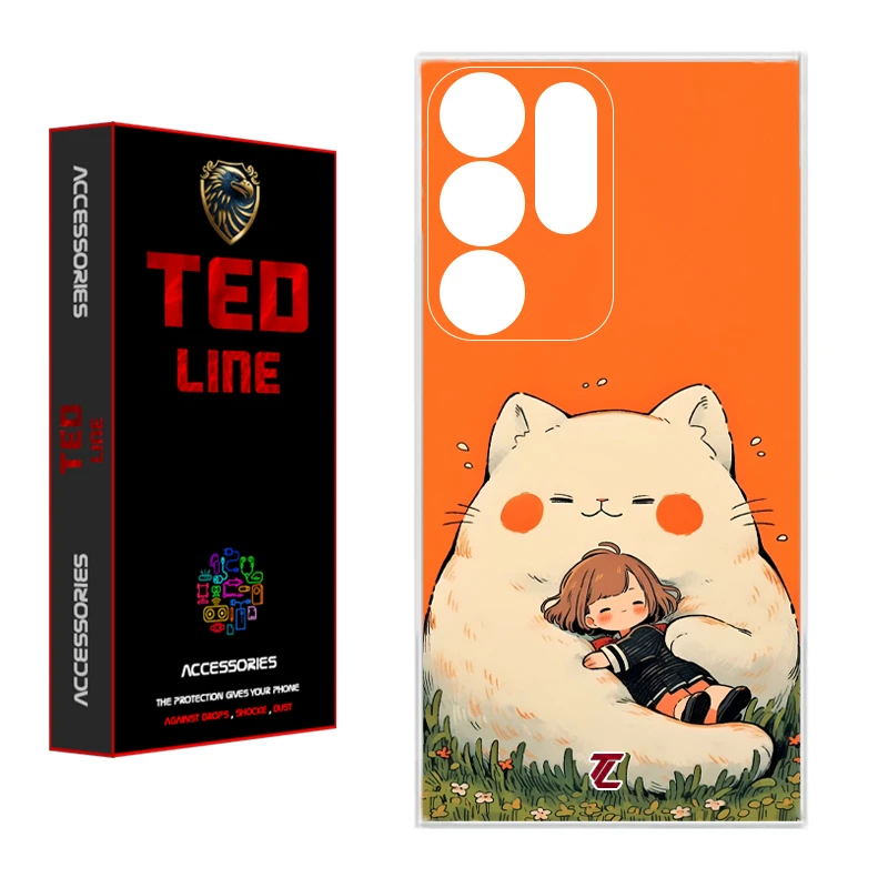 کاور تدلاین طرح گربه نارنجی کد 1138 مناسب برای گوشی موبایل سامسونگ Galaxy S25 Ultra