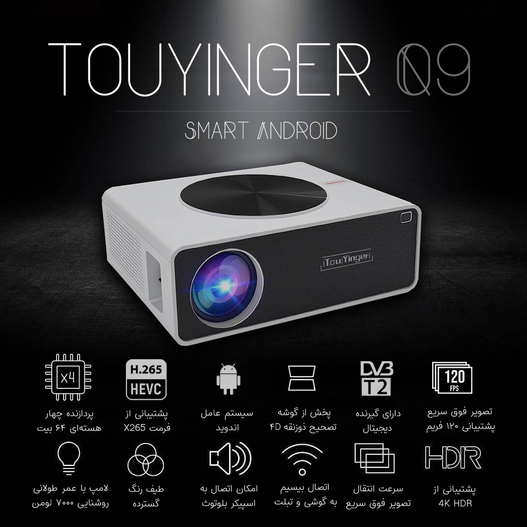 ویدئو پروژکتور تویینگر مدل Q9 Smart Android ویدئو پروژکتور تویینگر مدل Q9 Smart Android
