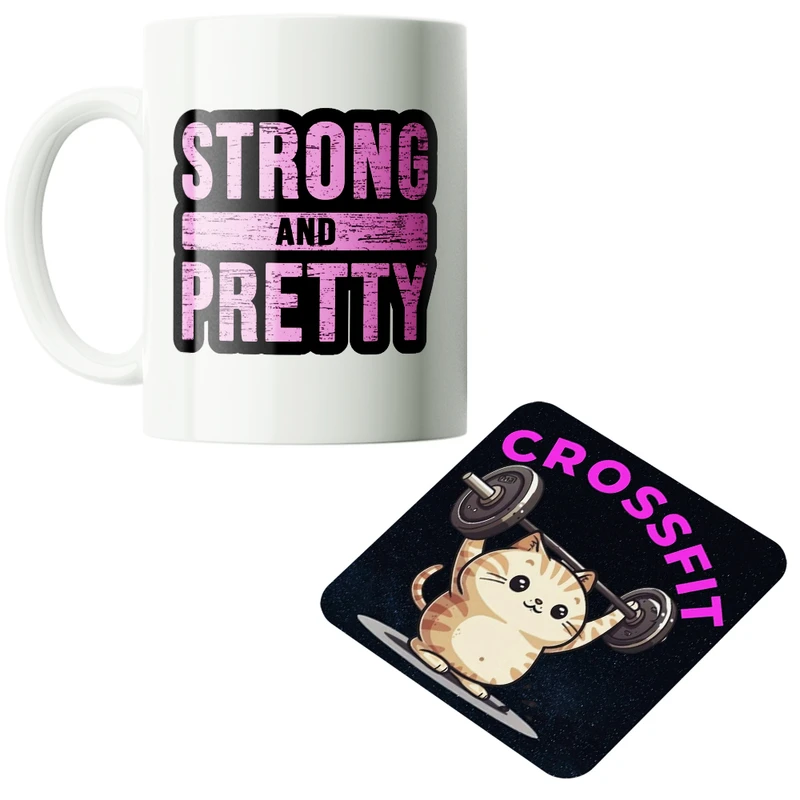 ماگ پاد آفرین مدل ورزشی فیتنس باشگاهی جیم بدنسازی کراس فیت کد PZ252 به همراه زیرلیوانی