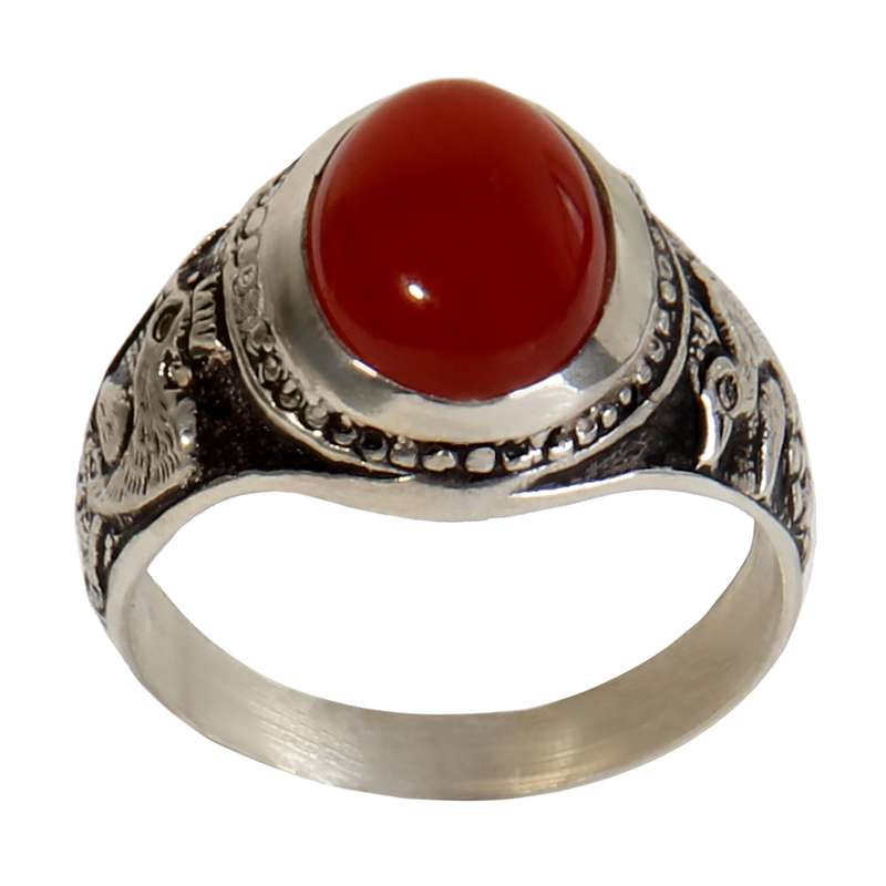 انگشتر نقره مردانه  بازرگانی میلادی مدل سنگ عقیق کد AM_079