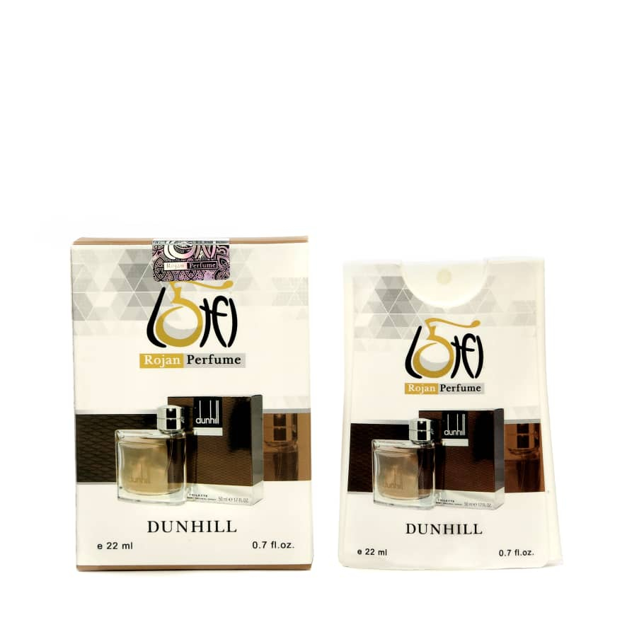 عطر جیبی مردانه لطفی مدل روژان دانهیل حجم 22 میلی‌لیتر با رایحه چوبی شرقی و ساختار تلخ