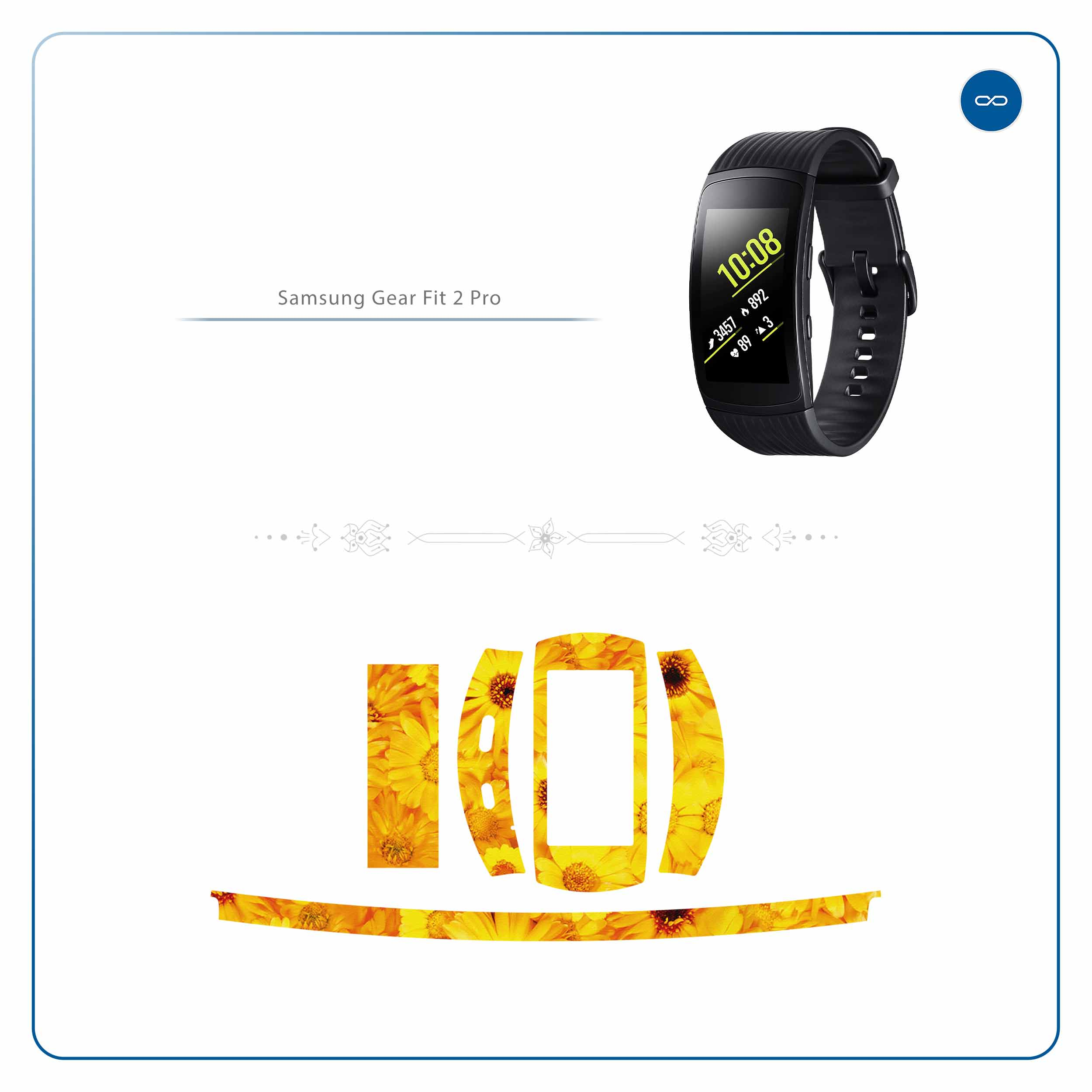 برچسب ماهوت طرح Yellow-Flower مناسب برای ساعت هوشمند سامسونگ Galaxy Gear Fit 2 Pro