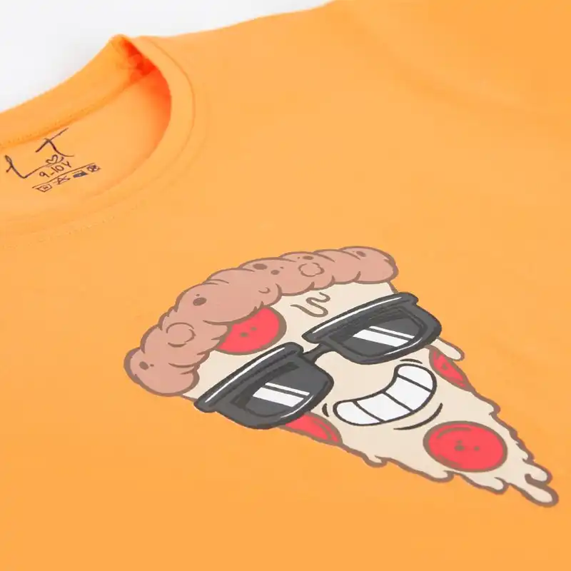 تی شرت آستین کوتاه پسرانه لینتل  مدل pizza کد 0050