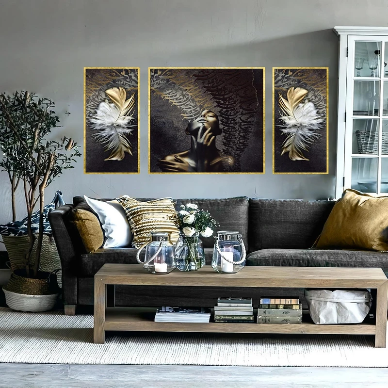 تابلو بکلیت طرح مدرن دیجیتال آرت مدل T-2865 مجموعه 3 عددی