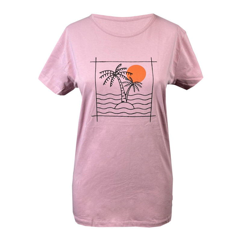 تی شرت آستین کوتاه زنانه مدل ساحل کد 1680 رنگ صورتی