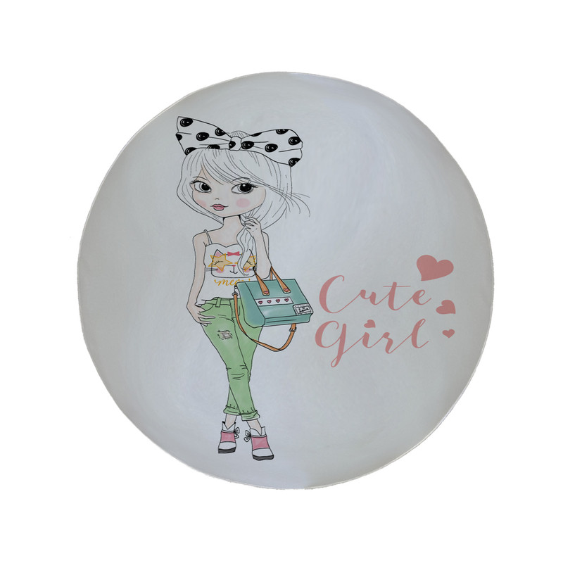 پادری مدل دایره طرح عروسکی کد 5753 سایز 90 × 90 سانتی متر