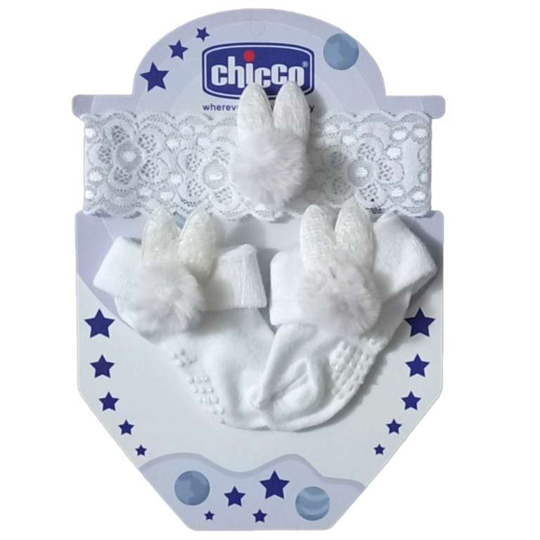 ست هدبند و جوراب نوزادی چیکو مدل خرگوشی کد 02