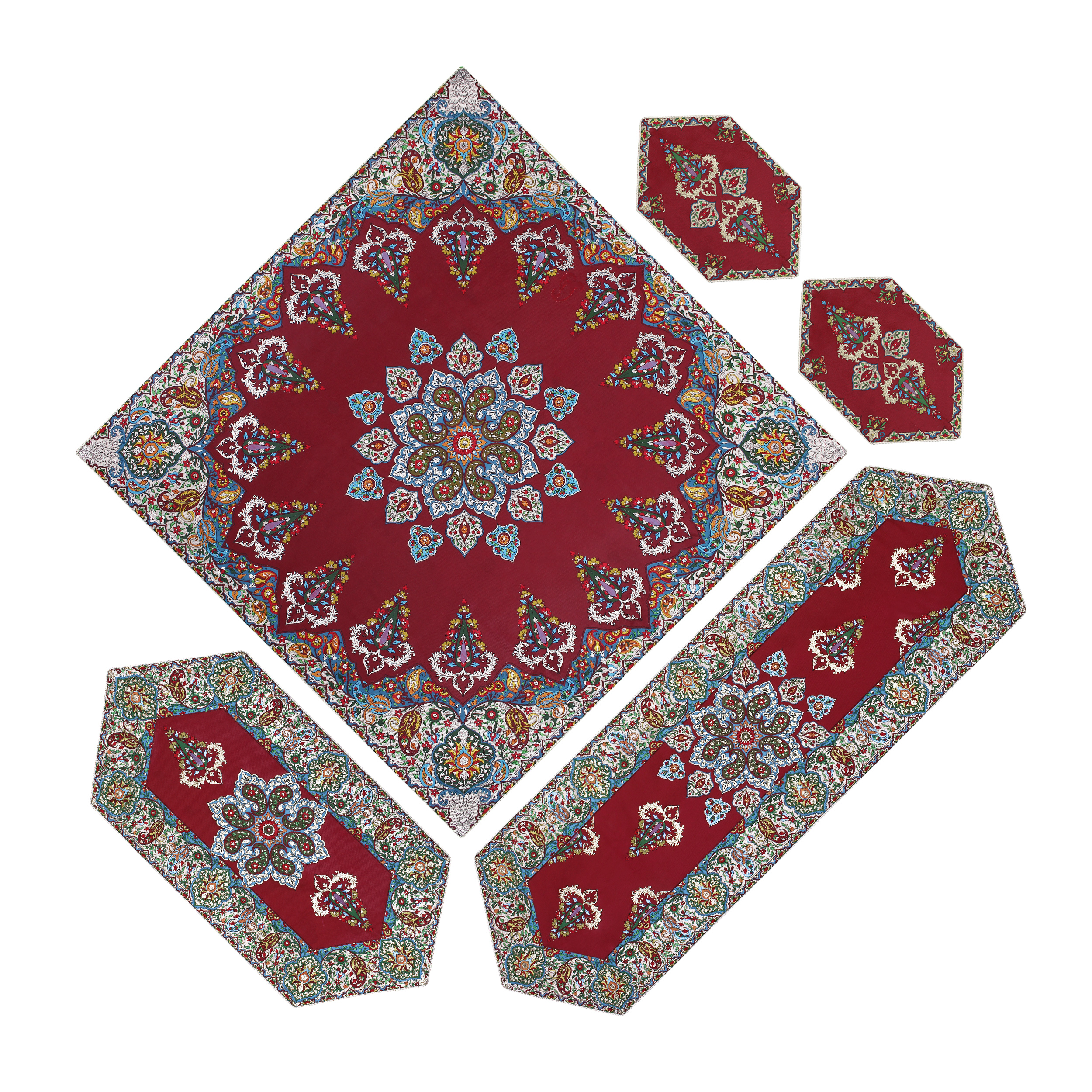 ست 5 تکه رومیزی ترمه ابریشمی مدل عدل کد al-5.5