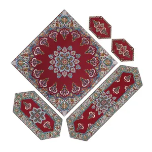 ست 5 تکه رومیزی ترمه ابریشمی مدل عدل کد al-5.5
