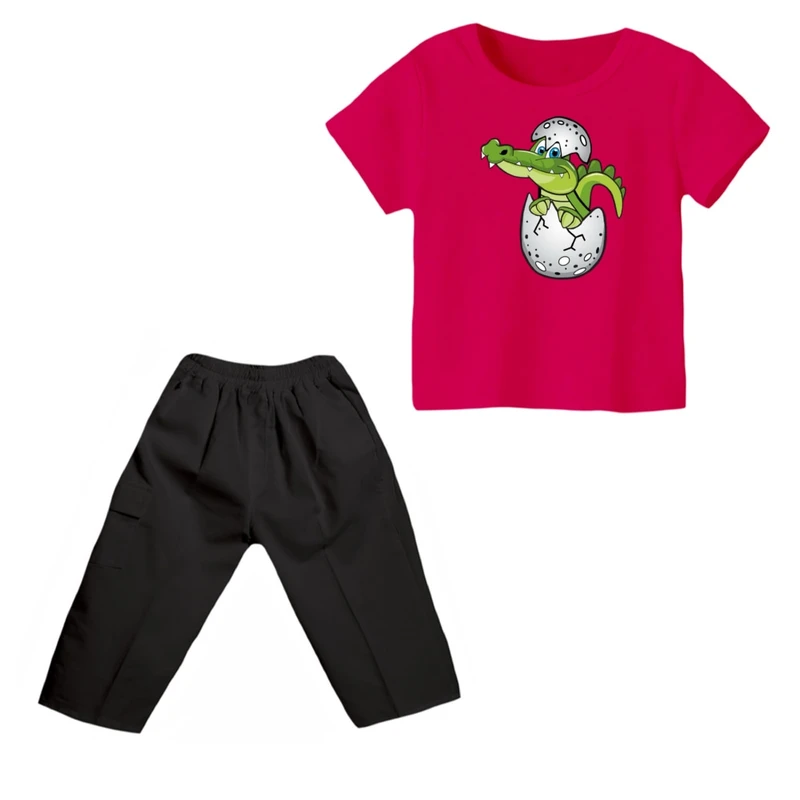 ست تی شرت و شلوارک پسرانه مدل تمساح کد ۵