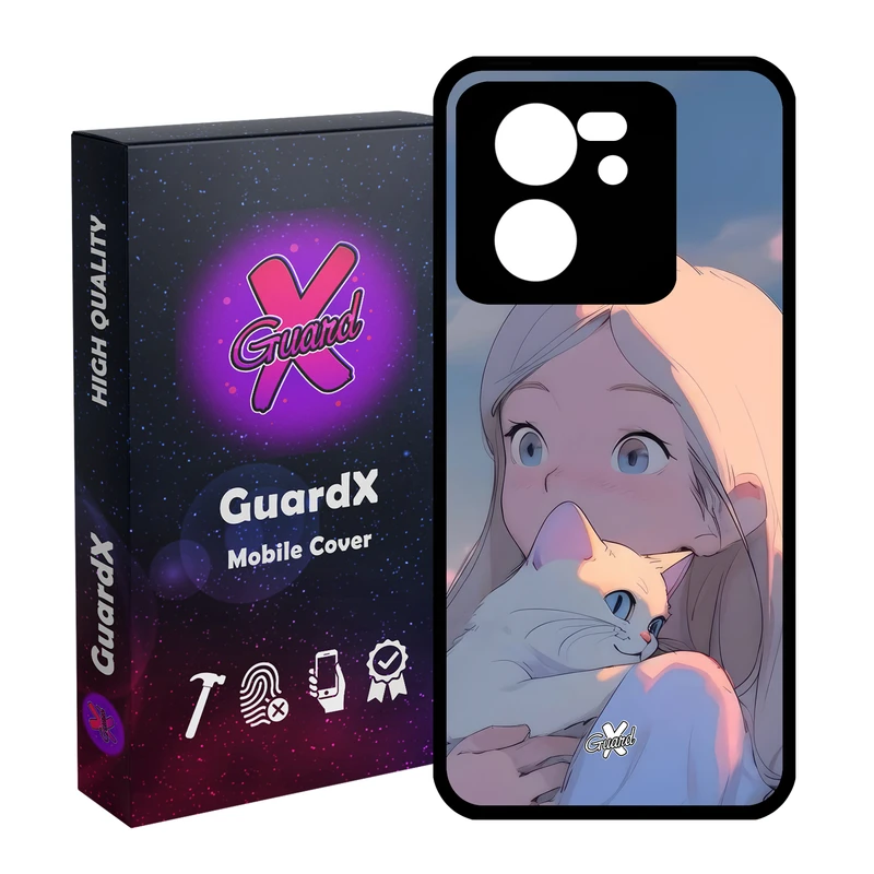 کاور گارد ایکس طرح دختر گربه مدل Glass10661 مناسب برای گوشی موبایل شیائومی 13T/13T Pro/Redmi K60 Ultra