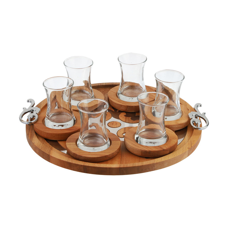 سرویس چای خوری 13 پارچه ریور مدل چوب استیل