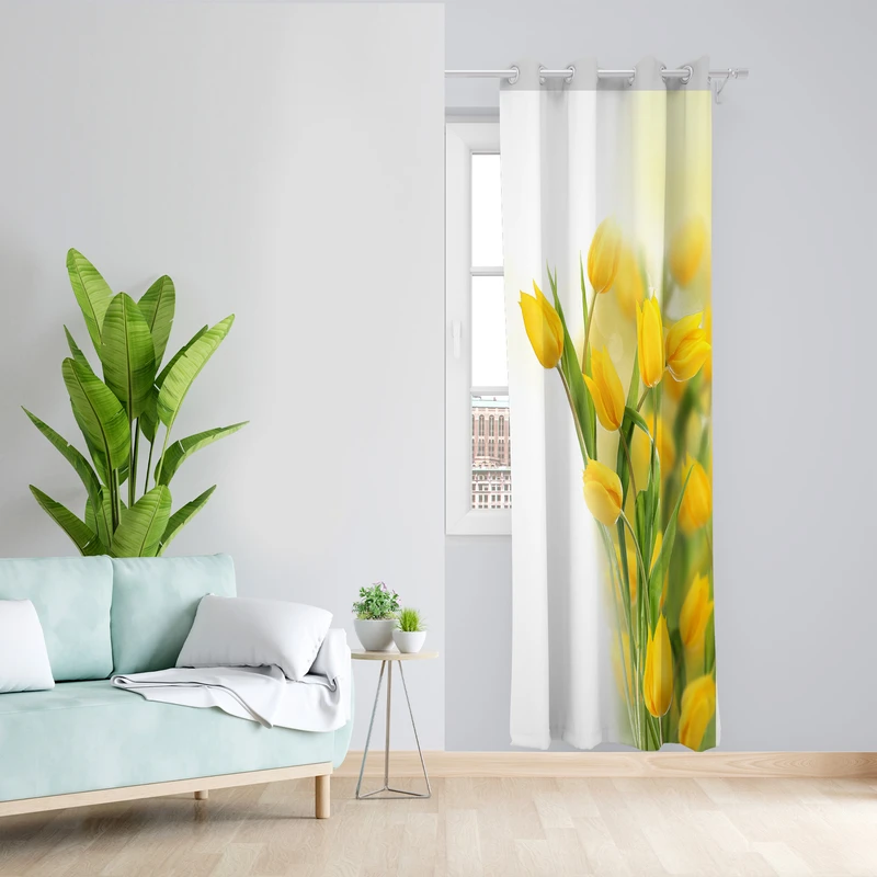 پرده طرح گل لاله مدل مخمل پانچی کد 4260 z سایز 140x200 سانتی متر