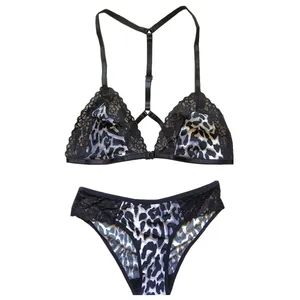 ست شورت و سوتین زنانه مدل پلنگی رنگ طوسی