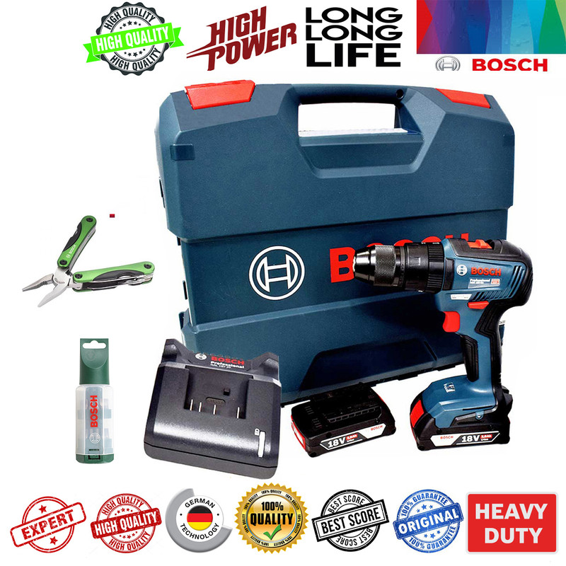 پیچ گوشتی شارژی چکشی بوش مدل حرفه ای بدون ذغال GSB 18v-50 + Extra