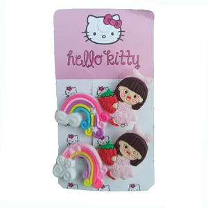 گیره مو دخترانه مدل پاستیلی سیلیکونی طرح دختر توت فرنگی مجموعه دو عددی