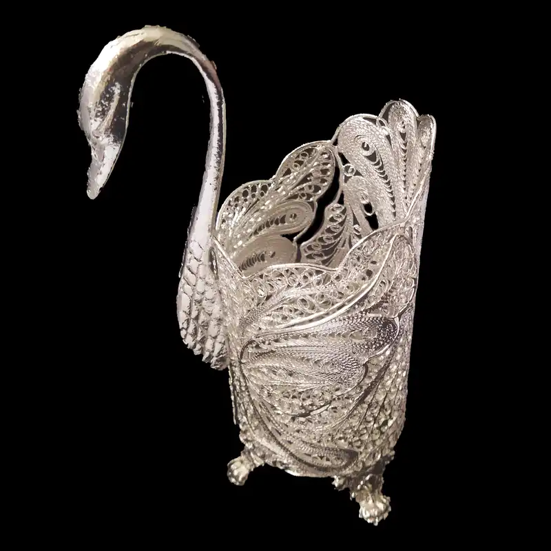 جای کارد و چنگال ملیله کاری مدل قو کد 8740