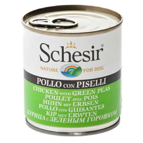 کنسرو غذای سگ شسیر مدل Chicken With Green Peas-80312 با طعم مرغ و نخود سبز وزن 285 گرم