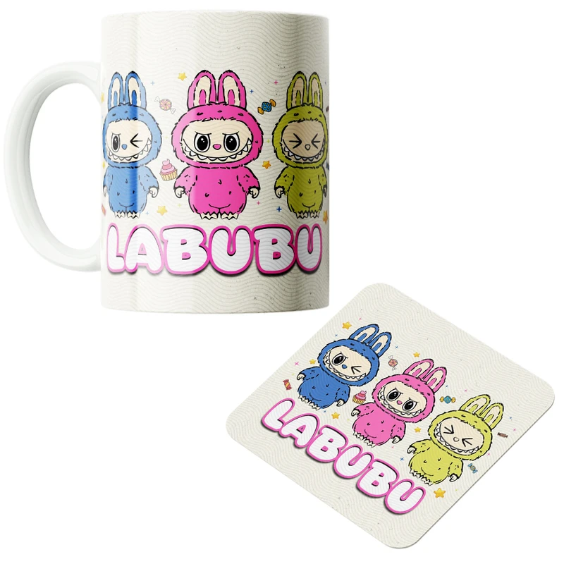 ماگ پاد آفرین مدل لبوبو کد z178 به همراه زیر لیوانی