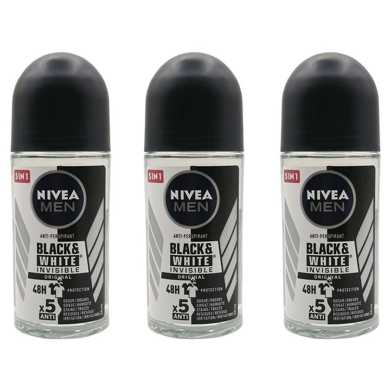 رول ضد تعریق مردانه نیوآ مدل Invisble Black and White حجم 50 میلی لیتر مجموعه 3 عددی