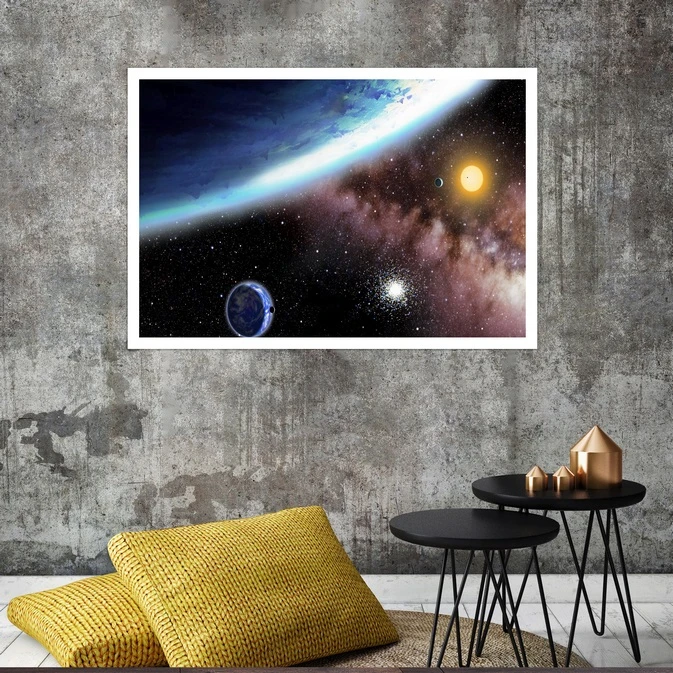 تابلو بکلیت طرح کهکشان و سیاره زمین  مدل قاب شاسی W-s8309