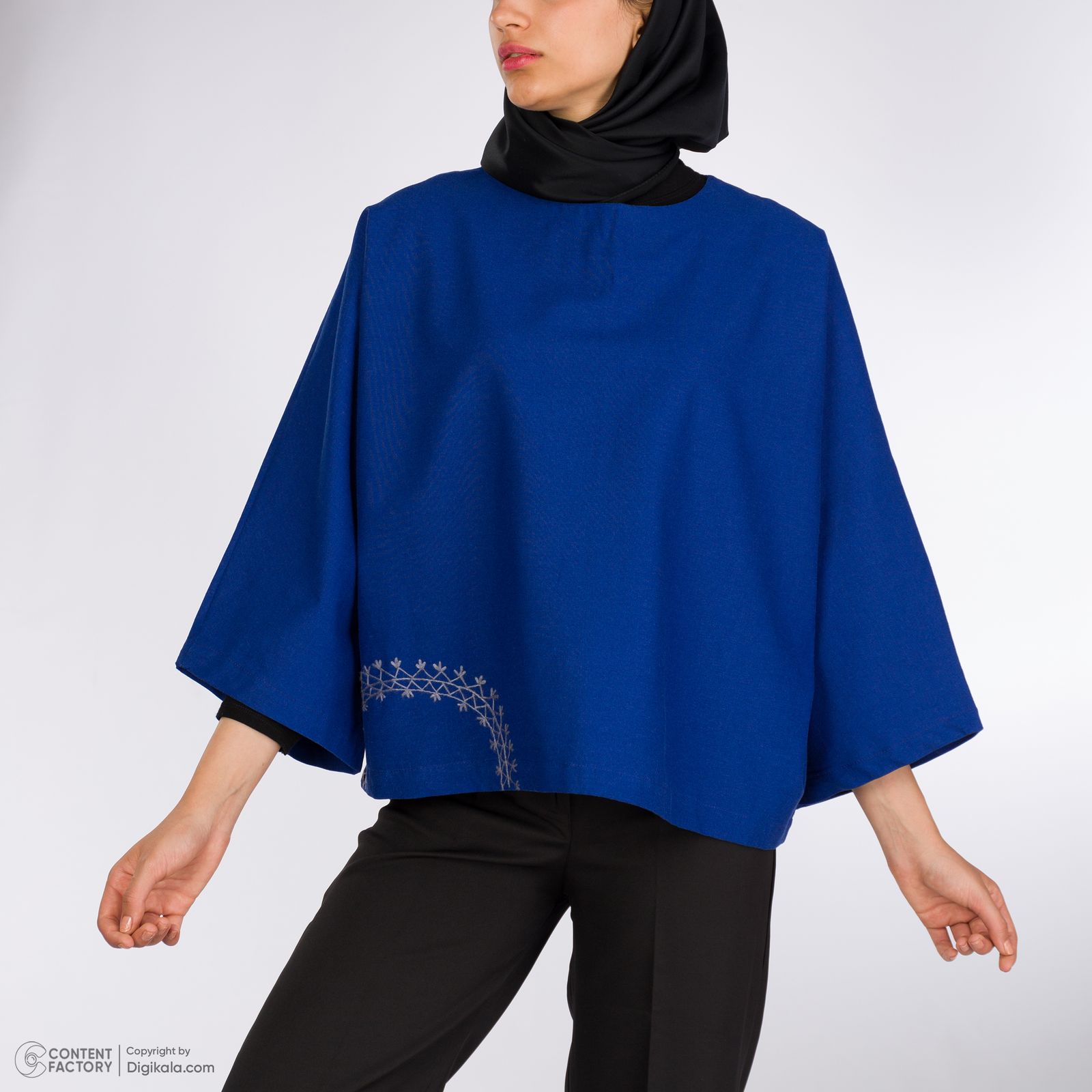 بلوز آستین سه ربع زنانه دیجی استایل اسنشیال مدل مهتا رنگ آبی -  - 14