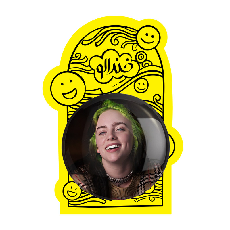 آینه جیبی خندالو طرح بیلی آیلیش Billie Eilish مدل تاشو کد 2756