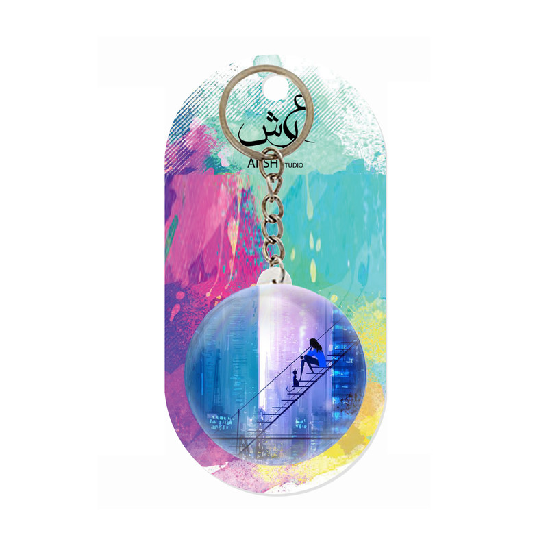 جاکلیدی عرش مدل فانتزی دختر و گربه کد Asj592