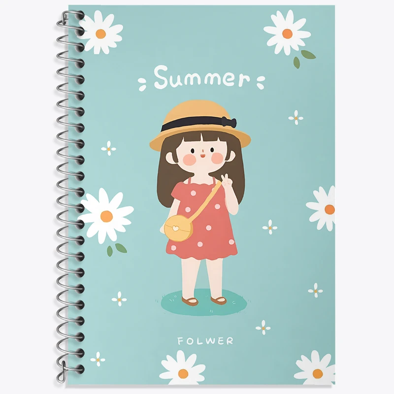 دفتر زبان 50 برگ خندالو مدل دو خط طرح دخترانه کیوت کد N3973