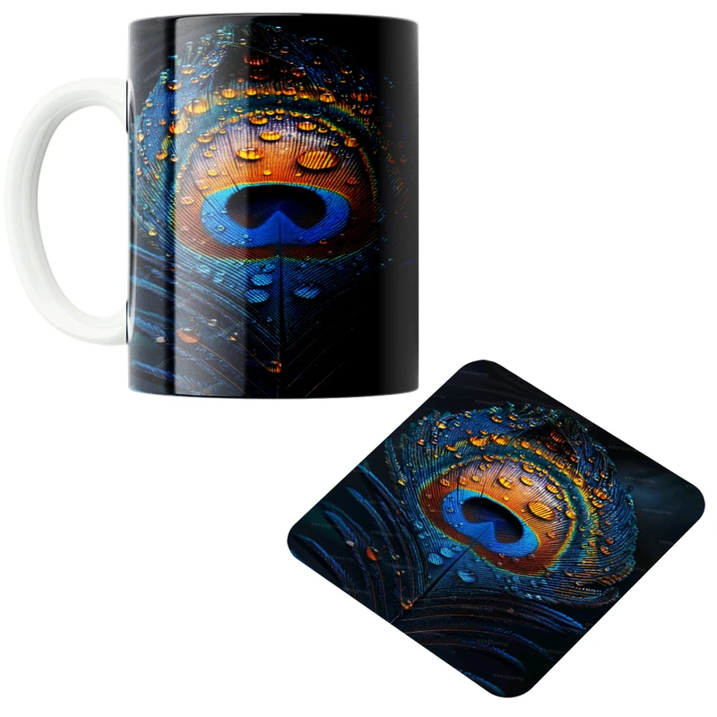 ماگ مدل برگ گل کد 160 به همراه زیرلیوانی