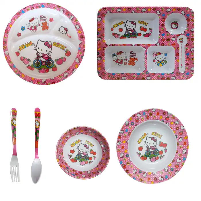 سرویس غذا خوری 6 پارچه کودک طرح کیتی کد Rbay60
