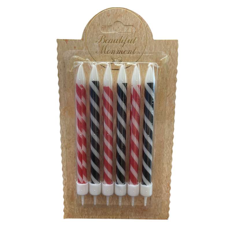 شمع تولد بیوتیفول مومنت مدل راه راه بسته 6 عددی
