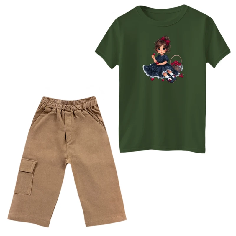 ست تی‌شرت و شلوارک دخترانه مدل دخترک کد 01