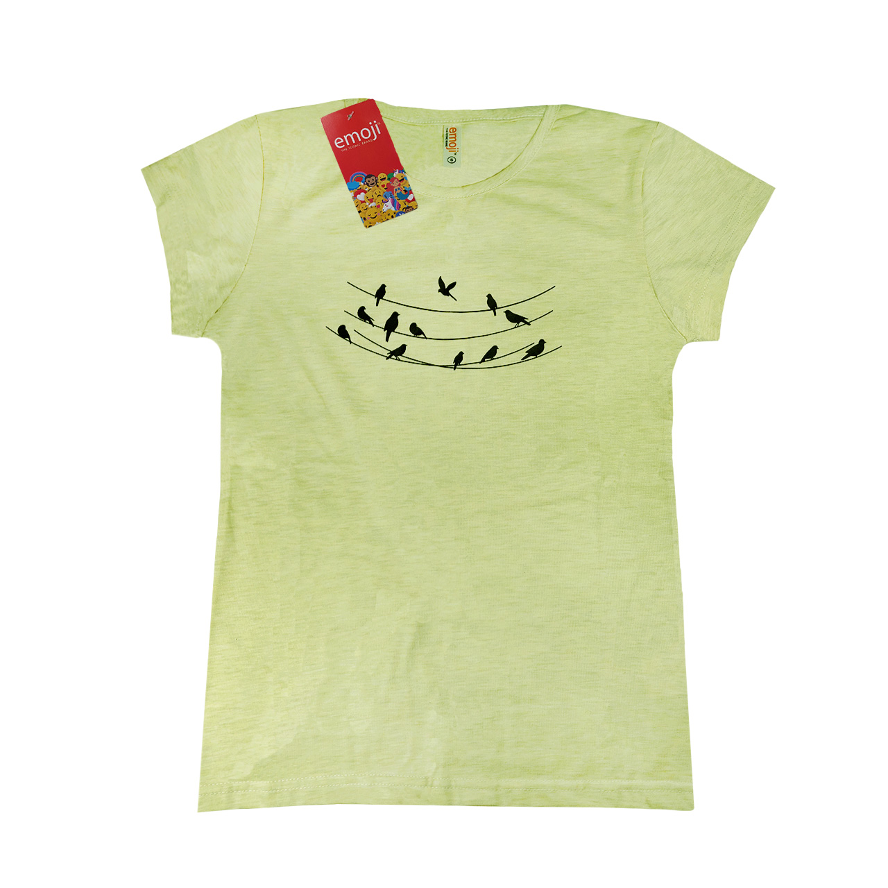 تی شرت آستین کوتاه دخترانه ایموجی طرح پرنده کد 140071
