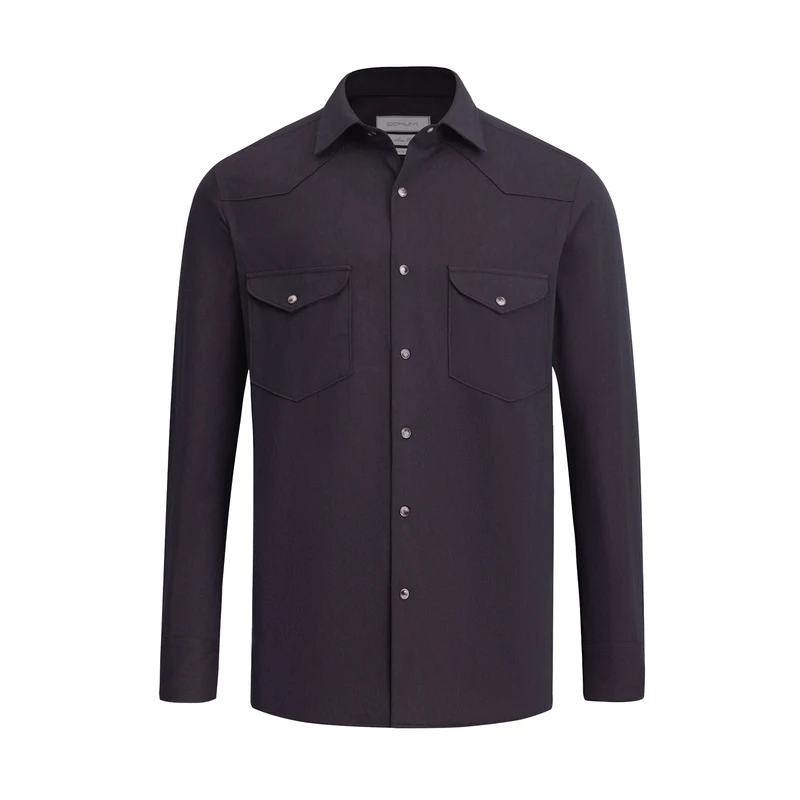 پیراهن آستین بلند یقه برگردان مردانه کروم مدل دو جیب 2520107