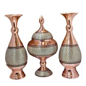 ست 3 تکه شکلات خوری و گلدان خاتم کاری کد 003