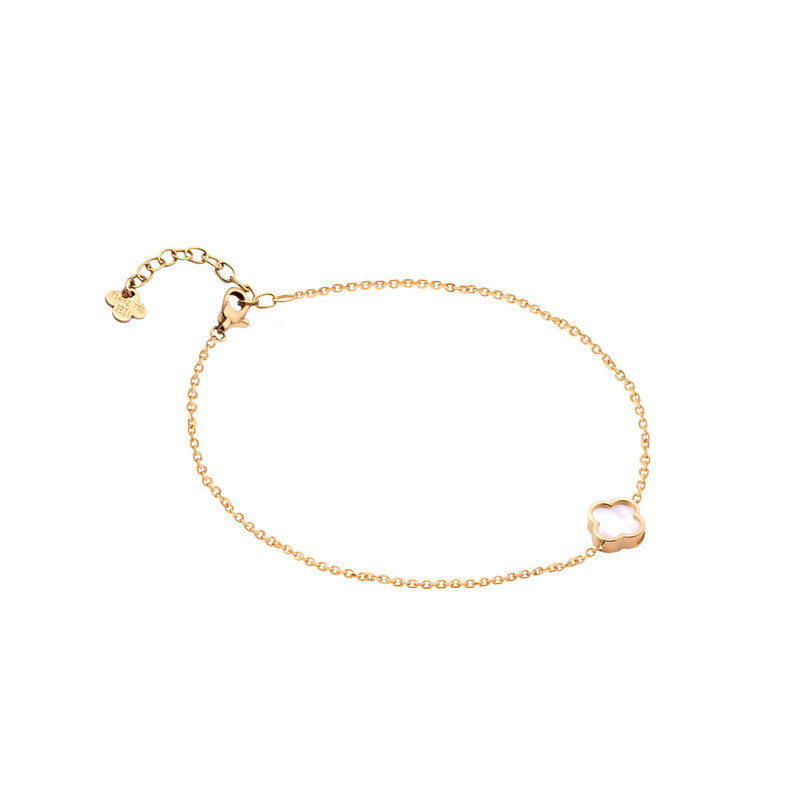 دستبند زنجیری طلا 18 عیار زنانه الی گالری مدل ونکلیف و صدف